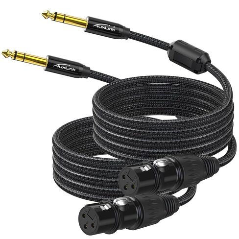 XLR Female to 1/4 Cable 6ft 2 Pack, Balanced TRS to 6.35mm Gold-Plated Connectors Nylon Braided, Quarter Inch to XLR Female Cable in Saudi Arabia