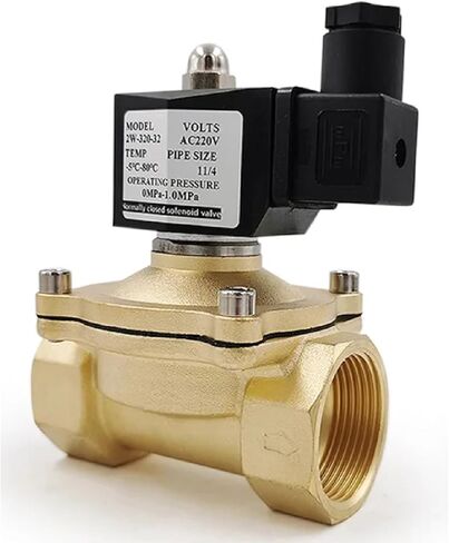 Brass Normally Closed Electric Solenoid Valve, 1-1/4 Inch, AC220V, for Water Oil Air, IP65, 2W-320-32 (DN8 DC12V) in Saudi Arabia