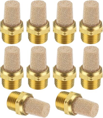 كاتم صوت هوائي من باتيكل G 1/8، 10 عبوات من نحاس برونزي متكلس، كاتم صوت عادم، مرشحات كاتم صوت صمام الملف اللولبي الهوائي المناسب للمعدات الهوائية الأوتوماتيكية، ذهبي in Kuwait