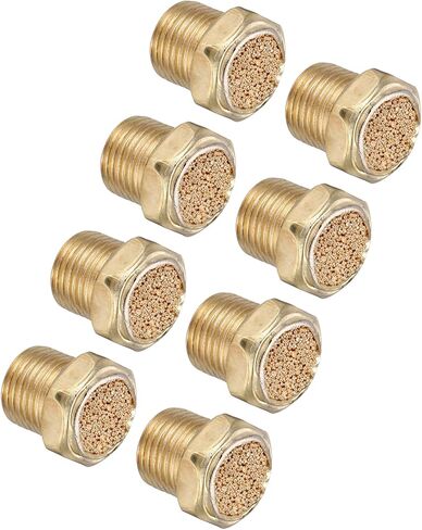MECCANIXITY 8PCS Pneumatic Exhaust Muffler, 1/8" NPT Male Sintered Bronze Muffler Air Line Fittings for Pneumatic Tools and Industrial Machinery in Saudi Arabia