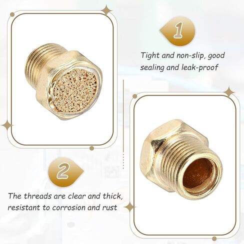 MECCANIXITY 8PCS Pneumatic Exhaust Muffler, 1/8" NPT Male Sintered Bronze Muffler Air Line Fittings for Pneumatic Tools and Industrial Machinery in Saudi Arabia