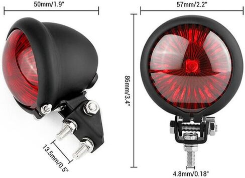 Riloer 2.2" Motorbike Round Taillight Red Lens Red Light, Motorcycle 12V 5W Metal Housing LED Tail Light, Rear Brake Stop Lamp Taillight, Compatible with Harley Chopper Bobber Cafe Racer BIKE in Saudi Arabia
