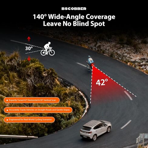 ضوء خلفي رادار الدراجة الذكي، نظام تنبيه خلفي 140 متر مع تنبيه ذكي للفرامل والاقتراب، ضوء خلفي مقاوم للماء لركوب الدراجات لمدة 25 ساعة in Kuwait