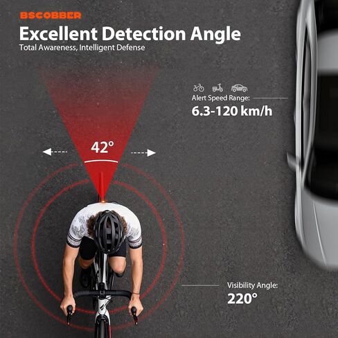 ضوء خلفي رادار الدراجة الذكي، نظام تنبيه خلفي 140 متر مع تنبيه ذكي للفرامل والاقتراب، ضوء خلفي مقاوم للماء لركوب الدراجات لمدة 25 ساعة in Kuwait