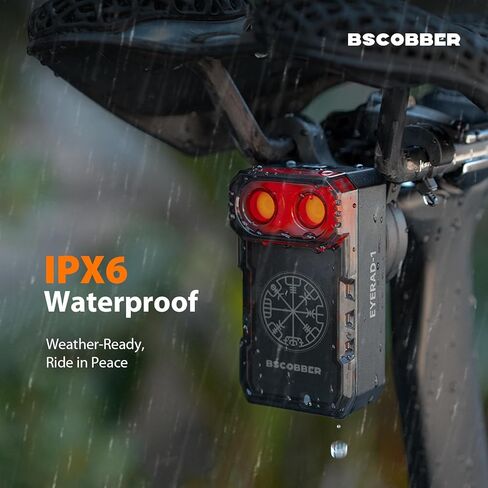 ضوء خلفي رادار الدراجة الذكي، نظام تنبيه خلفي 140 متر مع تنبيه ذكي للفرامل والاقتراب، ضوء خلفي مقاوم للماء لركوب الدراجات لمدة 25 ساعة in Kuwait