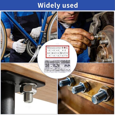 300 قطعة من صواميل الأجهزة والغسالات المعدنية للبراغي: 150 صواميل قفل مترية متنوعة مع 150 غسالات مسطحة من الفولاذ المقاوم للصدأ مجموعة متنوعة من الغسالات للبراغي (M3 M4 M5 M6 M8 M10 M12) in Kuwait