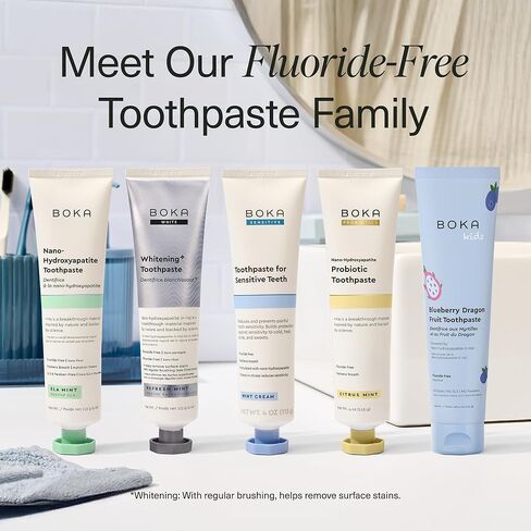 معجون أسنان بوكا الحساس - خالٍ من الفلورايد، 5% نترات البوتاسيوم، نانو هيدروكسيباتيت، تخفيف الأسنان الحساسة لحساسية الأسنان وحمايتها للبالغين - كريم جوز الهند بالنعناع، ​​118 مل، عبوة واحدة in Kuwait