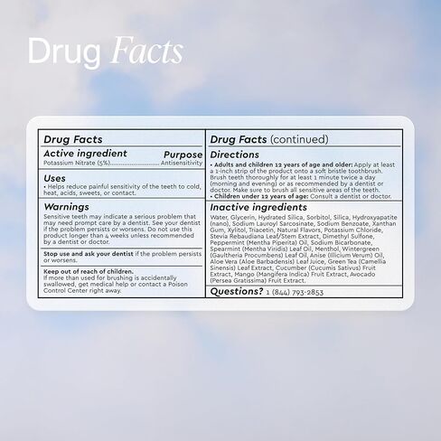 معجون أسنان بوكا الحساس - خالٍ من الفلورايد، 5% نترات البوتاسيوم، نانو هيدروكسيباتيت، تخفيف الأسنان الحساسة لحساسية الأسنان وحمايتها للبالغين - كريم جوز الهند بالنعناع، ​​118 مل، عبوة واحدة in Kuwait