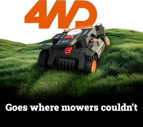 Worx Landroid Vision Cloud 4WD Robot Lawn Mower، بدون جزازة روبوت سلكية محيطية لمساحة 1 فدان، تجنب عقبات الذكاء الاصطناعي + ملاحة سحابية RTK، منحدر 84%، رسم الخرائط التلقائي، التحكم في التطبيق، القطع إلى الصفر، WR344 in Kuwait