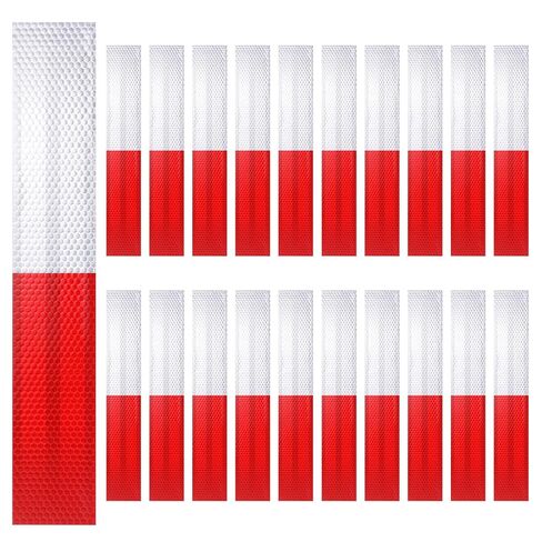 SynHHergyx 20 PCS Trailer Reflective Tape Reflective Strips Red and White Safety Reflector Strips Waterproof Self Adhesive Warning Sticker for Road Signs, Trucks, Rvs, Cars in Saudi Arabia