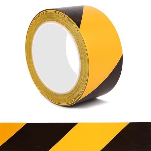 Black & Yellow Hazard Warning Floor Marking Tape 2 Inch x 110FT High-Visibility Waterproof Safety Stripe Duct Tape with Strong Adhesive DurableCautionTape forWarehouseFactoryGym & Home Use in Saudi Arabia