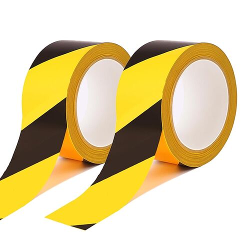 Black & Yellow Hazard Warning Floor Marking Tape 2 Inch x 110FT High-Visibility Waterproof Safety Stripe Duct Tape with Strong Adhesive DurableCautionTape forWarehouseFactoryGym & Home Use in Saudi Arabia