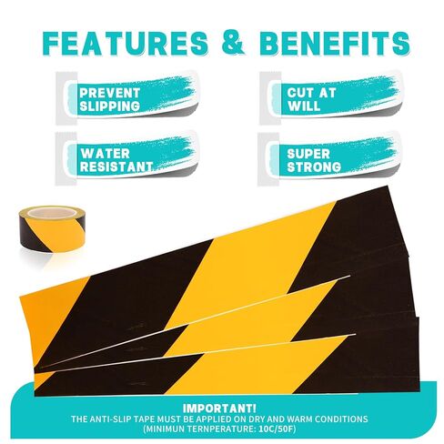 Black & Yellow Hazard Warning Floor Marking Tape 2 Inch x 110FT High-Visibility Waterproof Safety Stripe Duct Tape with Strong Adhesive DurableCautionTape forWarehouseFactoryGym & Home Use in Saudi Arabia