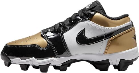 Jordan 1 Low Little/Big Kids' Cleats (HF6885-701, Metallic Gold/White/Black) Size 4 in Saudi Arabia