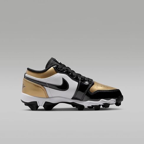 Jordan 1 Low Little/Big Kids' Cleats (HF6885-701, Metallic Gold/White/Black) Size 4 in Saudi Arabia