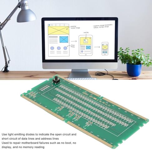 جهاز اختبار ذاكرة DDR5، جهاز اختبار ذاكرة DDR5 لسطح المكتب، بطاقة اختبار صيانة اللوحة الرئيسية مع صمامات ثنائية باعثة، بطاقة اختبار ذاكرة DDR5 للوحات الأم، مادة PCB in Kuwait