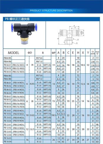 Pneumatic Regulator 4mm 6mm 8mm 10mm 12mm OD Hose Tube Adjust Valve Connector 1/8" 1/4" 3/8" 1/2" Thread 1Pcs(PB4-02) in Saudi Arabia