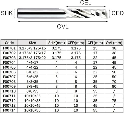 نهاية قاطعة الطاحونة CNC بت المزامير المزدوجة مركب الخشب كربيد النجارة طحن أدوات آلة الحفر جهاز التوجيه (6x6x22) in Kuwait