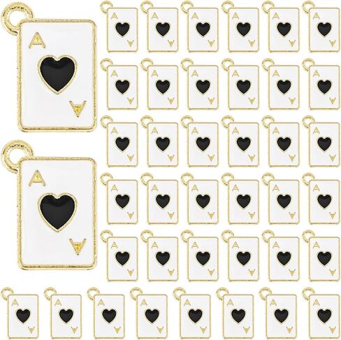 Framendino, Metal Enamel Poker Card Pendant Charm Alloy Peach Heart Rectangle Connector Mini Playing Bead for Necklace in Saudi Arabia