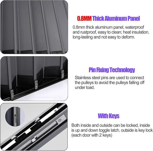 Heavy Duty Accordion Doors - Waterproof Aluminium Concertina Folding Door for Home & Commercial Use, Room Divider, Custom Size (Grey, 65x196cm/25.6x77.2in) in Kuwait