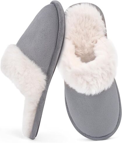 Rosoz Womens Fuzzy Slippers- Comfy Warm Winter Slipper for Women with Plush Fleece Lining- Indoor House Slippers Thin Sole in Saudi Arabia