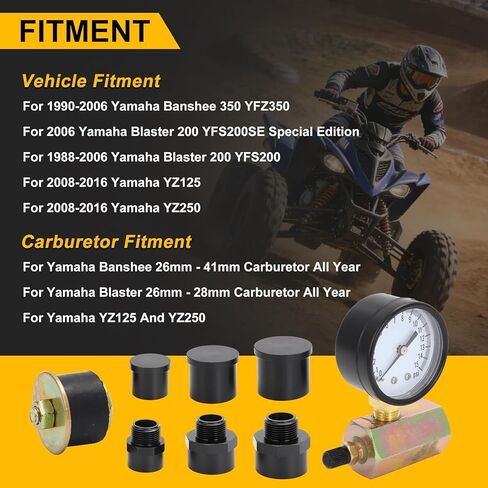 Two Stroke Leak Down Test Kit for Yamaha Banshee, Blaster, YZ125, YZ250-26mm to 41mm Carburetor Engine Air Leak Tester in Saudi Arabia