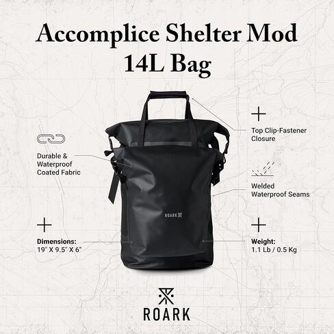 Roark Accomplice Shelter Mod 14L Modular Waterproof Roll Top Storage Bag Travel Accessory, Black in Kuwait