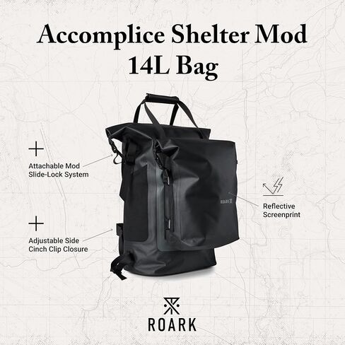 Roark Accomplice Shelter Mod 14L Modular Waterproof Roll Top Storage Bag Travel Accessory, Black in Kuwait