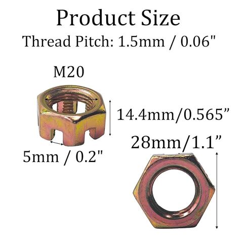 4 قطعة M20x1.5mm مسدس مشقوق القلعة المكسرات ، الصف 4.8 الكربون الصلب صواميل سداسية لمعدات آلات السيارات in Kuwait