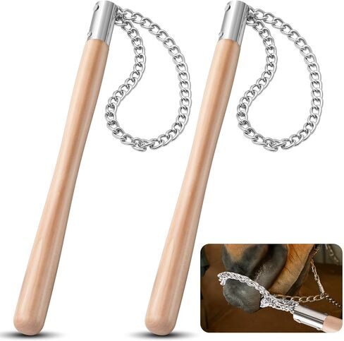 Lasnten 2 Pcs Horse Twitch Chain End Twitch for Horse with 17" Wooden Handle Vet Humane Restraint Tool Equine Nose Calming Handling Aid for Pony Stable Ranch Barn Grooming Veterinary Equestrian Tools in Kuwait