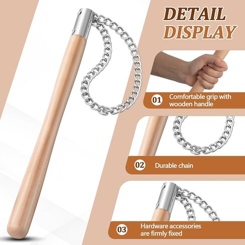 Lasnten 2 Pcs Horse Twitch Chain End Twitch for Horse with 17" Wooden Handle Vet Humane Restraint Tool Equine Nose Calming Handling Aid for Pony Stable Ranch Barn Grooming Veterinary Equestrian Tools in Kuwait