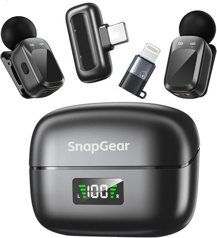 Mic Mini Microphone, Wireless Microphone for iPhone/Android, 30H Battery Life with Charging Case, 48kHz/24bit, Noise Cancellation for Vlogging, Streaming in Saudi Arabia