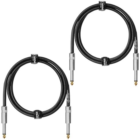 Guitar Cable 6.6ft 2-Pack, Tweed Cloth Braided Instrument Cable, 1/4 Inch Straight TS to Straight, for Electric Guitar/Bass/Amp, Yellow & Brown in Saudi Arabia
