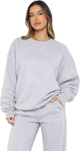Alunzoem Women's 2 Piece Sweatsuit Oversized Crewneck Pullover Sweatshirt and Wide Leg Pants Lounge Set in Saudi Arabia