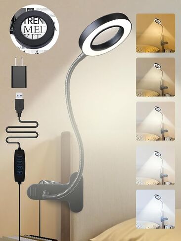 10x مكبرة الزجاج مع الضوء ، 3 ألوان+10 مصباح قراءة السطوع ، 58 مكبّر LED مع الضوء ، 750 من الزجاج المكبرة المضاء للقراءة ، مقطع على مصباح للمكتب/السرير/العمل/الظفر [محول] in Kuwait