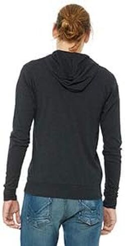 Bella Canvas Unisex Triblend Full-Zip Lightweight Hoodie - Char-Black TRIB - S - (Style # 3939 - Original Label) in Saudi Arabia