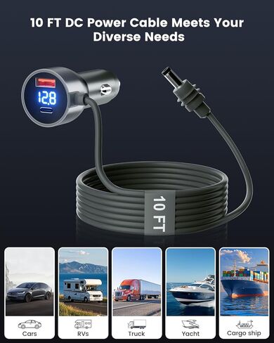 Mwin Starlink Mini Cable - Starlink Mini Accessories 3 in 1 Car Charger DC Power Cable, Cigarette Lighter Adapter 12V-24V with Digital Display, High Speed USB C/USB A 30W Ports for Trucks Cars (10 FT) in Kuwait
