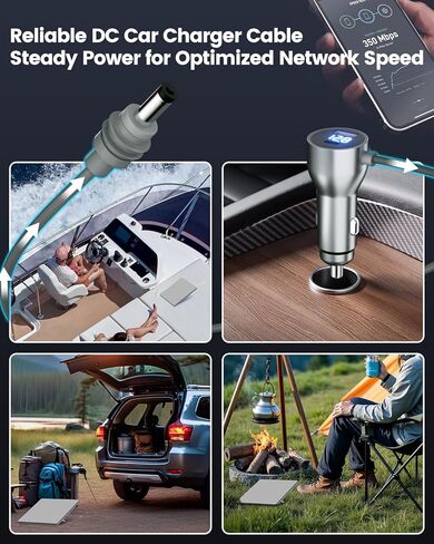 Mwin Starlink Mini Cable - Starlink Mini Accessories 3 in 1 Car Charger DC Power Cable, Cigarette Lighter Adapter 12V-24V with Digital Display, High Speed USB C/USB A 30W Ports for Trucks Cars (10 FT) in Kuwait