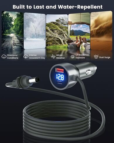 Mwin Starlink Mini Cable - Starlink Mini Accessories 3 in 1 Car Charger DC Power Cable, Cigarette Lighter Adapter 12V-24V with Digital Display, High Speed USB C/USB A 30W Ports for Trucks Cars (10 FT) in Kuwait