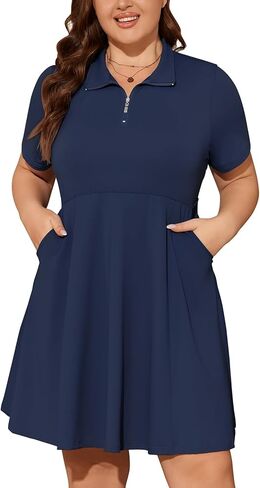 Viracy Womens Plus Size Tennis Dress with Shorts 1/4 Zip Up Empire Waist Short Sleeve Quick Dry Athletic Golf Dresses in Saudi Arabia