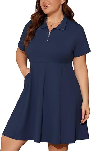 Viracy Womens Plus Size Tennis Dress with Shorts 1/4 Zip Up Empire Waist Short Sleeve Quick Dry Athletic Golf Dresses in Saudi Arabia