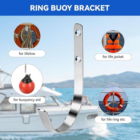 دعامة عوامة حلقية، حامل عوامة النجاة 304 من الفولاذ المقاوم للصدأ، حامل حافظ الحياة مع فتحة 4 بوصات، خطاف رصيف القوارب البحرية لحلقة الحياة، ملحق مرساة أمان لحمام السباحة (عبوة واحدة) in Kuwait