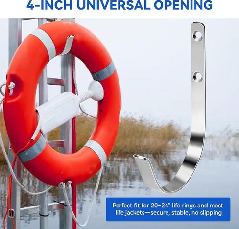 دعامة عوامة حلقية، حامل عوامة النجاة 304 من الفولاذ المقاوم للصدأ، حامل حافظ الحياة مع فتحة 4 بوصات، خطاف رصيف القوارب البحرية لحلقة الحياة، ملحق مرساة أمان لحمام السباحة (عبوة واحدة) in Kuwait