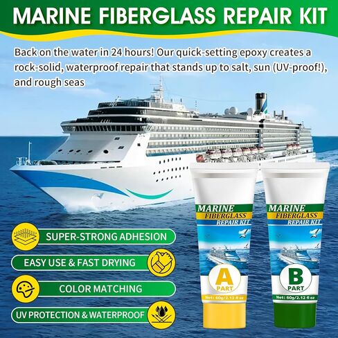 طقم إصلاح الألياف الزجاجية البحرية، طقم إصلاح معطف جل 4.2 أونصة للقوارب، إصلاح الألياف الزجاجية وحشو الإيبوكسي للقوارب، طقم إصلاح الألياف الزجاجية لإصلاح فتحات الرقائق والشقوق (مطابقة الألوان) in Kuwait