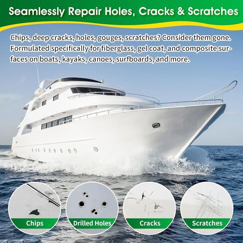 طقم إصلاح الألياف الزجاجية البحرية، طقم إصلاح معطف جل 4.2 أونصة للقوارب، إصلاح الألياف الزجاجية وحشو الإيبوكسي للقوارب، طقم إصلاح الألياف الزجاجية لإصلاح فتحات الرقائق والشقوق (مطابقة الألوان) in Kuwait