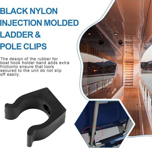 2 حزمة من مشابك سلم القارب، 1 ​​1/4 بوصة من النايلون الأسود المصبوب بحقن السلم/مشابك القطب، دعامة حامل مشبك زنبركي خفيفة الوزن لتخزين القطب والعتاد بشكل آمن على اليخوت والمركبات الترفيهية والأرصفة والاستخدام البحري in Kuwait