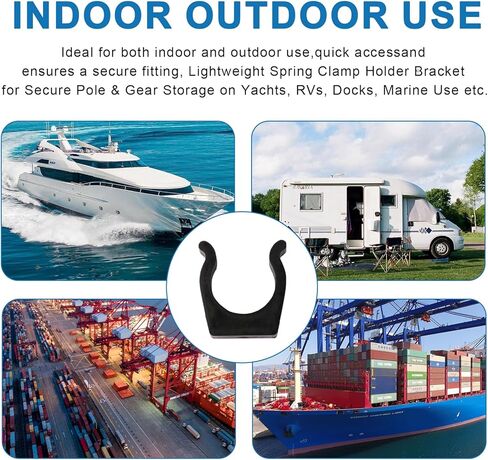 2 حزمة من مشابك سلم القارب، 1 ​​1/4 بوصة من النايلون الأسود المصبوب بحقن السلم/مشابك القطب، دعامة حامل مشبك زنبركي خفيفة الوزن لتخزين القطب والعتاد بشكل آمن على اليخوت والمركبات الترفيهية والأرصفة والاستخدام البحري in Kuwait