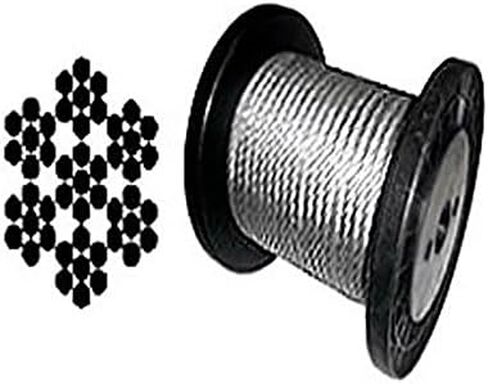 HYW Products 7 x 7 Galvanized Steel Aircraft Cable Wire Rope, 3/32" - 250, 500 and 1000 ft (1000 ft Reel), Silver in Kuwait
