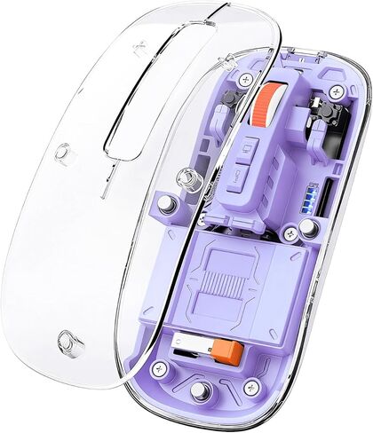 الماوس اللاسلكي الشفاف الحديث-تصميم القشرة المغناطيسية ، 3 ووضع (Bluetooth + USB مزدوج) ، سطح مكتب قابل لإعادة الشحن ، لمسة واحدة ، لجهاز MacBook/PC/iPad/Labtop (الأزرق) in Kuwait