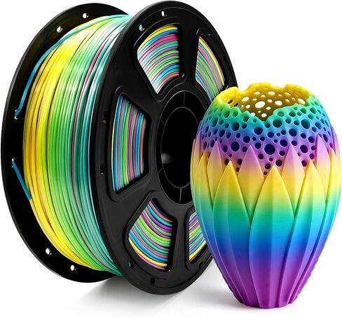 خيوط حرير PLA متعددة الألوان، 1.77 مم 1 كجم / 2.2 رطل خيوط طابعة ثلاثية الأبعاد متدرجة PLA للمبتدئين DIY - سلسة وناعمة وملونة in Kuwait